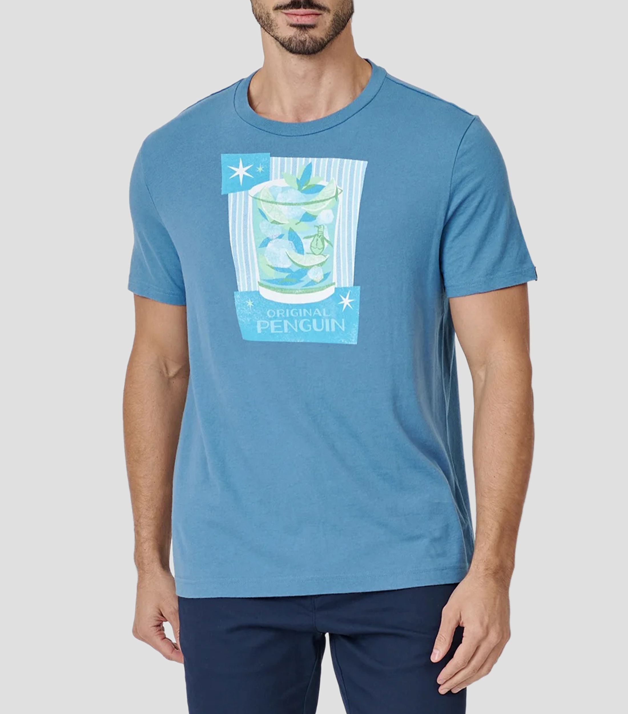 Playera cuello redondo manga corta estampada Hombre